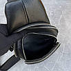 Чоловіча нагрудна сумка (слінг) з тисненням під страусину шкіру на два відділи, фото 4