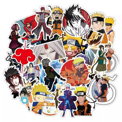 Набір вінілових наклейок стикерів Наруто Naruto No3 Аніме Стикербомбінг на автотелефон ноутбук стіну 100 шт., фото 1