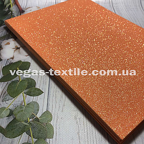 Фоміран глітерний на клейовій основі (формат листя А4) Жовтогарячий