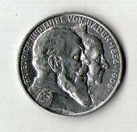 Германская империя 2 марки, 1906 50 лет свадьбе Фридриха I и Луизы Прусской серебро №438