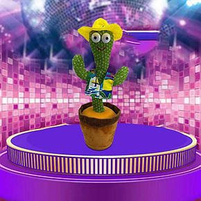 Музична іграшка, що танцює, Dancing Cactus повторює звуки навколо, кактус біля вазони 32, фото 2