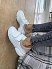 Кеды кожаные женские белый на липучках Подошва 2,5-3,5см 38 размер, фото 4