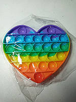 Іграшка Антистрес для дітей СЕРЦЕ. Фіджет Антистрес (поп іт пузирі pop it fidget) / Вічна пупирка