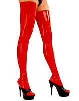 Красные латексные чулки Latex Stockings Red, S/М, L/XL