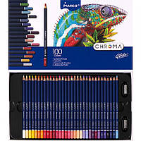 Карандаши цветные 8010 /100 цветов MARCO Chroma (олівці кольорові марко односторонні 100 кольорів)