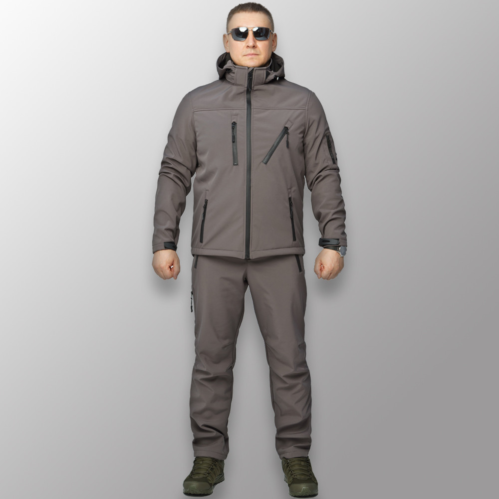 🔥 Костюм Soft Shell "Куртка + Штани" (Сірий) (непромокальний костюм, тактичний, військовий)