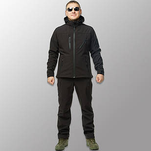 🔥 Костюм Soft Shell "Куртка + Штани" (Чорний) (непромокальний костюм, тактичний, поліцейський)