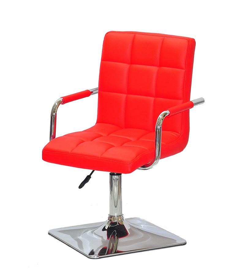 Крісло Augusto-Arm 4-CH-BASE червоний 1007 шкірозамінників із підлокітниками, на квадратній хромованій опорі, фото 1