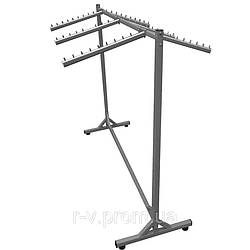 Стійка для одягу острівна двостороння з кронштейнами сіра