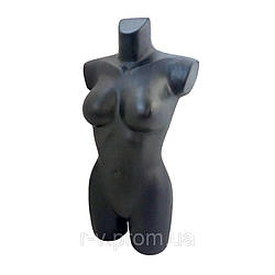 Манекен жіночого торсу з стегнами чорний "Венера пряма"