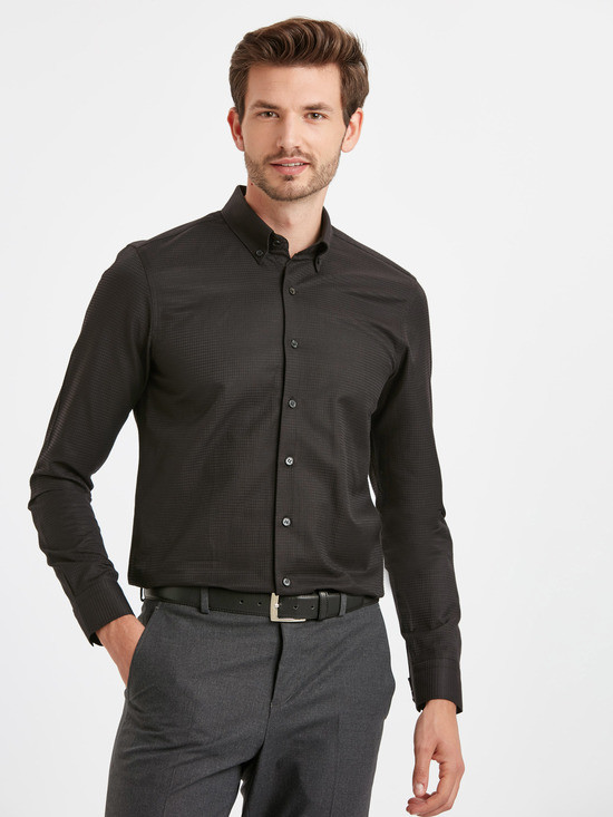 Чорна чоловіча сорочка LC Waikiki/ЛС Вайки в дрібний чорний ромб