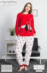 Комплект зимовий жіночої домашньої одягу, рвана махра (кофта довгий рукав+штани) Vienetta