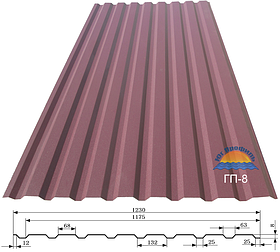 Профнастил ГП-8 пофарбований 0,45 мм