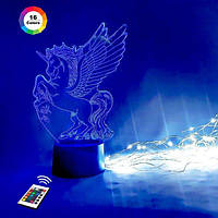 3D нічник "Пегас" (ВОЛІЧНЕ ЗОБРАЖЕННЯ) + пульт ДК + мережевий адаптер + батарейки (3ААА)  3DTOYSLAMP