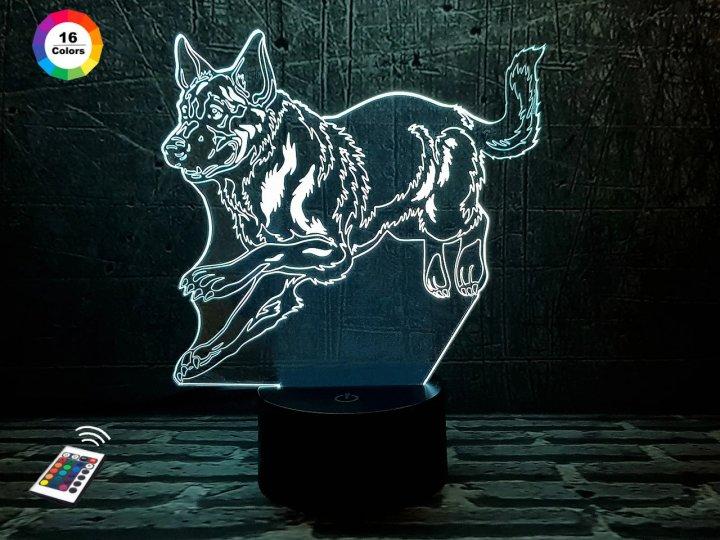 3D нічник "Німецька вівчарка 2" (ВВАЛИЧЕННЕ ЗОБРАЖЕННЯ) + пульт ДК + мережевий адаптер +батарейки (3ААА)  3DTOYSLAMP, фото 1