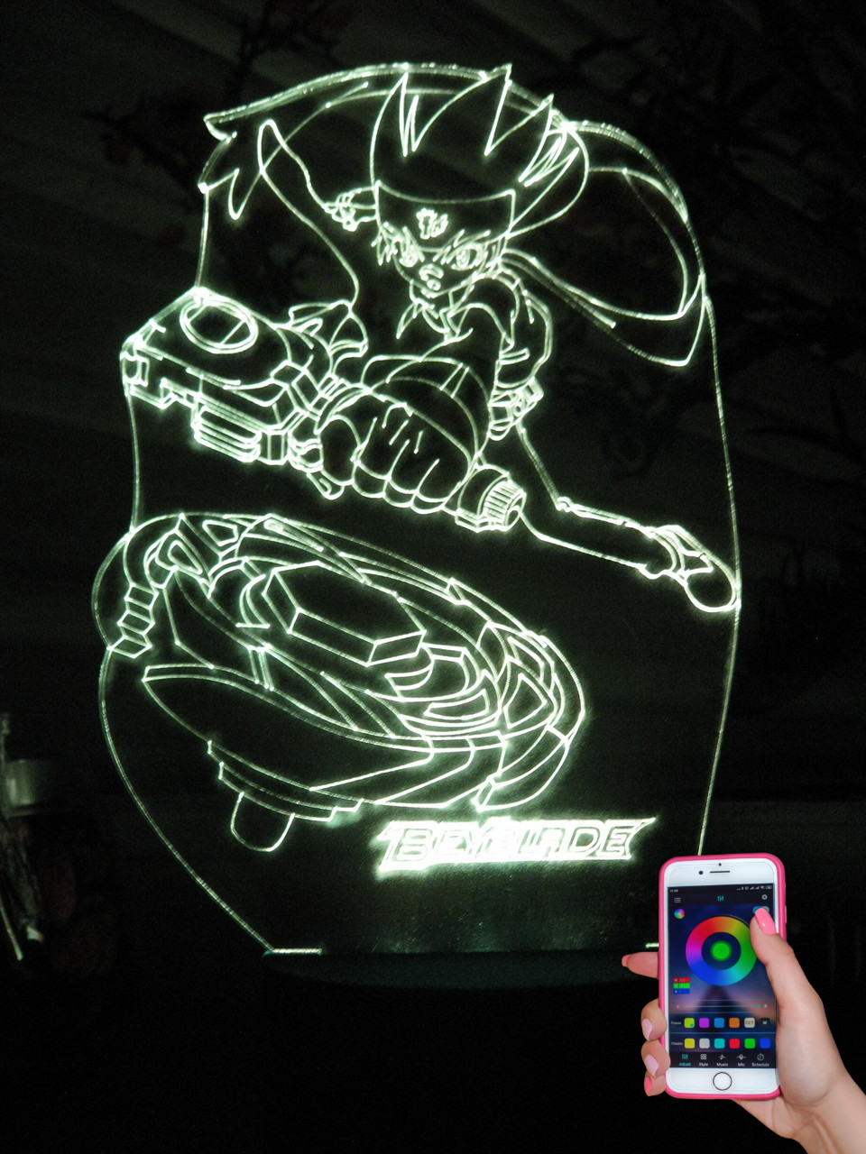 3d-світильник Бейблэйд BeyBlade, 3д-нічник, кілька підсвічувань (на bluetooth), фото 1