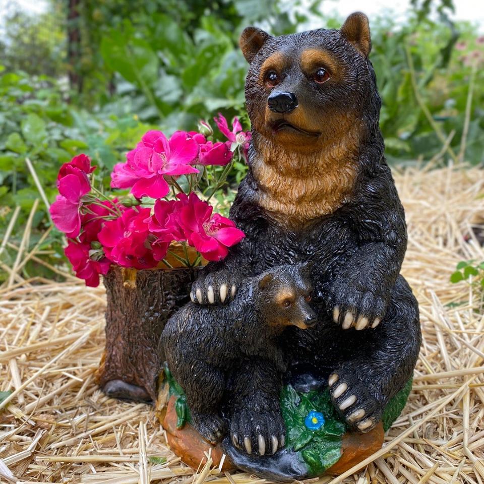 Садова фігура Ведмідь з ведмежам кашпо