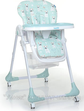 Стульчик для кормления Bambi, ремни безопасности, M 3233 Puppy Boy Blue, фото 2
