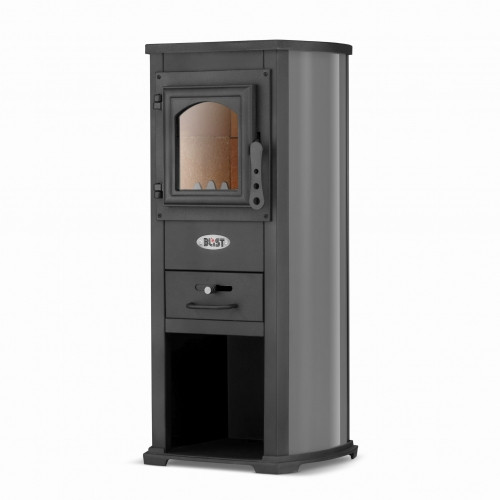 Чавунно-сталева піч камін буржуйка BLIST Ekonomik Lux 7 kW пічка темно-сіра з варильною поверхнею на дрова