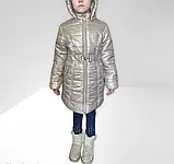 Дитяча тепла куртка з капюшоном для дівчинки осінь зима, фото 3