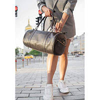 Кожаная сумка Harper темно-коричневая Качественная сумка-бочонок для поездок Стильная кожаная сумка в спортзал