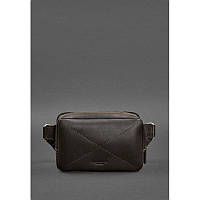 Кожаная поясная сумка Dropbag Mini темно-коричневая Стильная поясная сумка из натуральной кожи Сумка на пояс