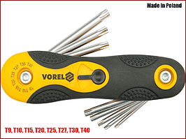 Набір насадок TORX шестигранна зірочка T9-T40 Vorel 56507