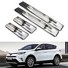 Захисні накладки на пороги "Exclusive" для Toyota RAV-4 2013-2016, 2016-2018
