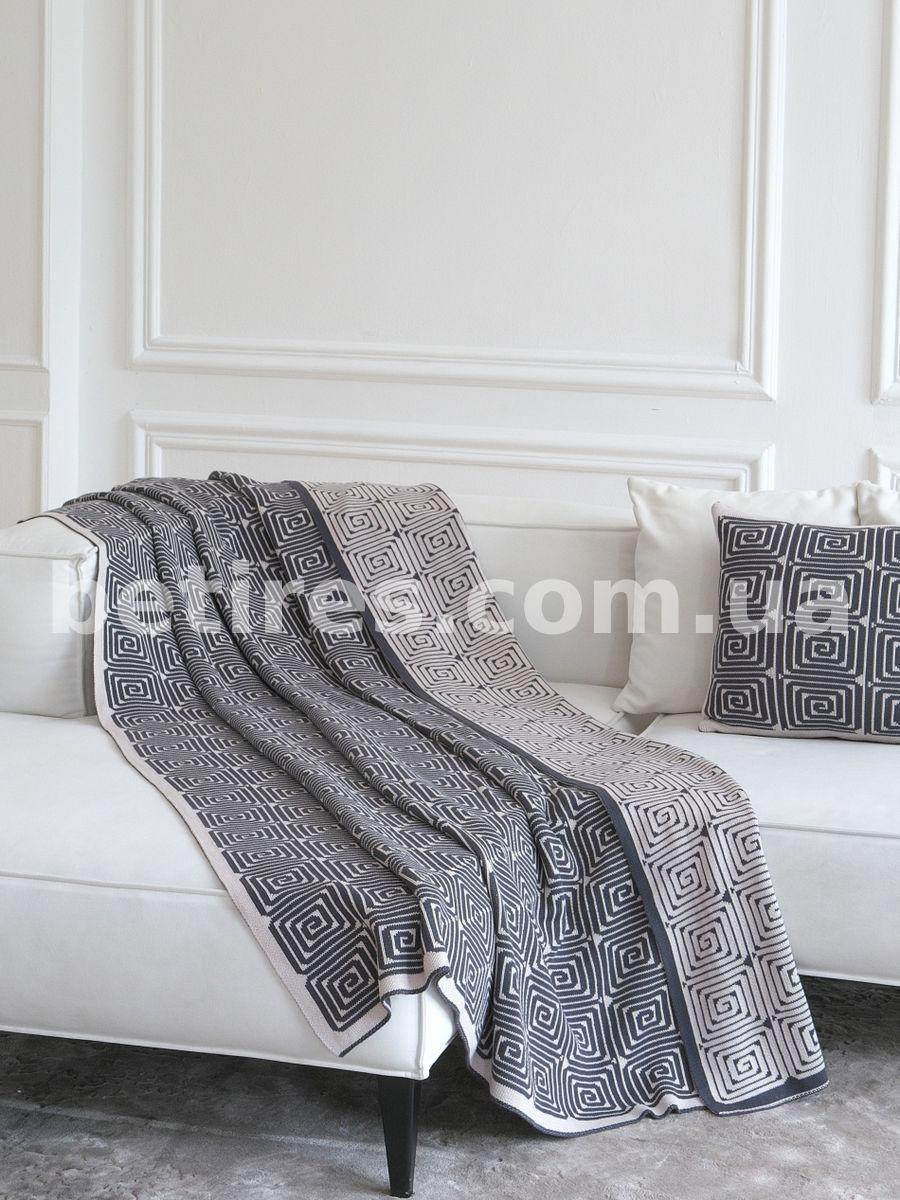 Покривало 150x200 LA MODNO MONOGRAM Anthracite-Beige (100% бавовна)