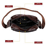 Чоловіча сумка через плече Натуральна шкіра Барсетка Чоловіча шкіряна сумка для документів планшет Коричнева, фото 7