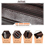 Чоловіча сумка через плече Натуральна шкіра Барсетка Чоловіча шкіряна сумка для документів планшет Коричнева, фото 10