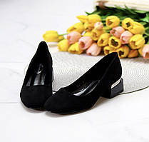 Туфлі жіночі 36р на низьких підборах чорні екозамша b-481