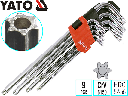 Набор длинных ключей звёздочек Torx с отверстием Yato YT