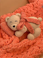 Плюшевый вязаный Мишка с подушкой ручной работы, Мягкая детская игрушка в кроватку, вязаные игрушки, Gp