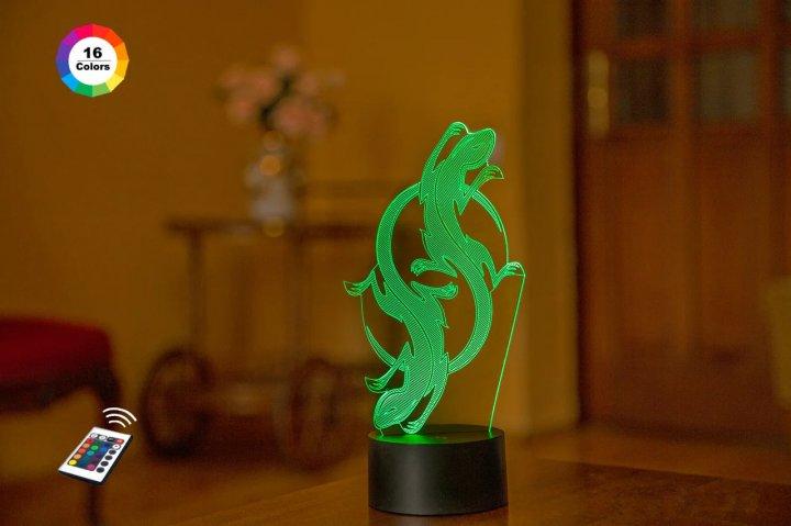 3D нічник "Саламандра" (ВОЛІЧНЕ ЗОБРАЖЕННЯ)+ пульт ДК + мережевий адаптер + батарейки (3ААА) 3DTOYSLAMP, фото 1