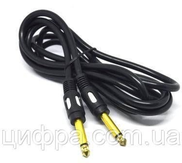 Шнур інструмент. (2 штек.-6,3 мм, стерео, gold, D-6мм) 2м, чорний