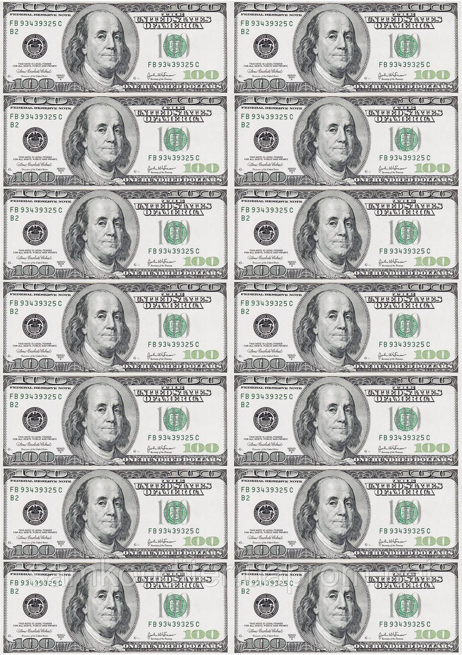 Картинка вафельна А4 "100 доларів" 14шт.