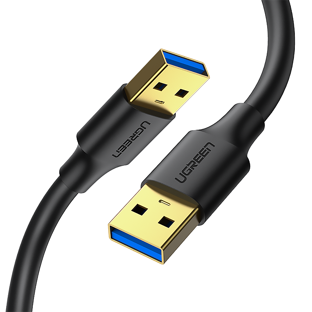 Кабель ЮСБ на ЮСБ 3.0 тато-тато UGREEN шнур перехідник USB A - USB A AM/AM 1м (чорний)