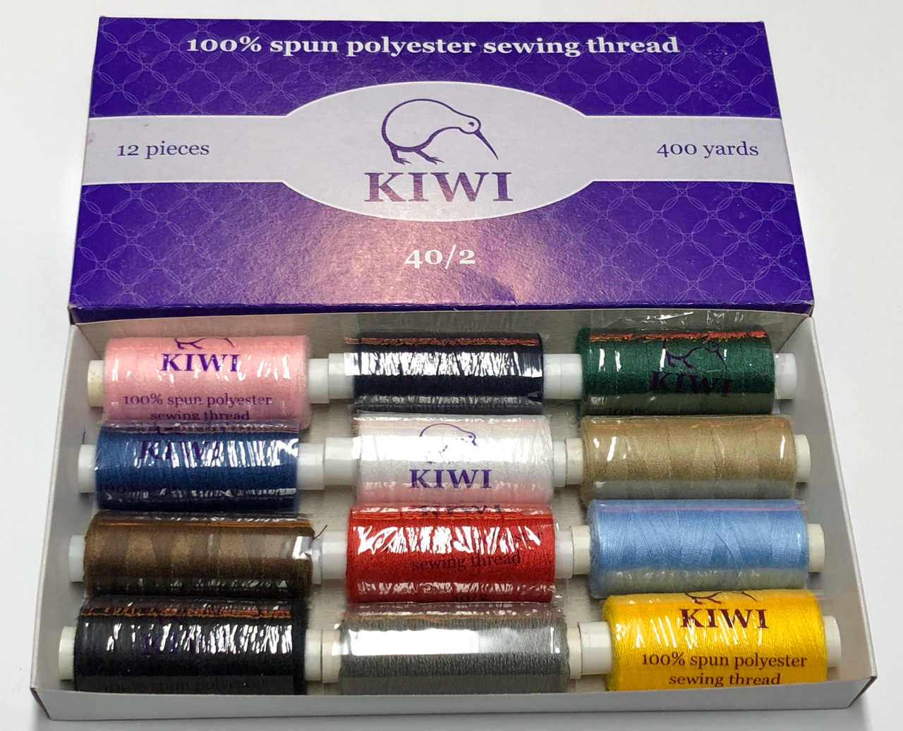 Нитки швейные "Kiwi" 40/2 ассорти, намотка 400 ярдов - фото 1 - id-p1477935022