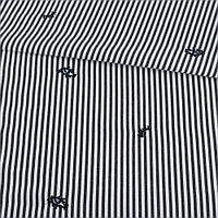 Тканина сорочкова чорно-біла смужка з чорною вишивкою, ш.145