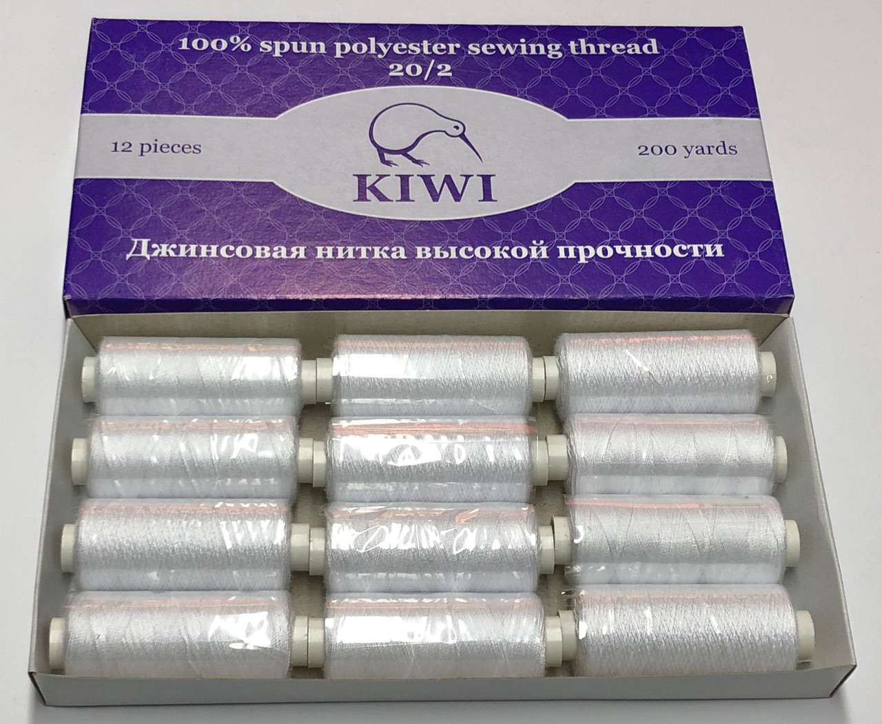 Нитки швейні "Kiwi" 20/2 білі