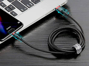 Кабель для зарядки телефона/смартфона Baseus Caful USB - Type-C 3 А 0.5 м Чорний/ Сірий (CATKLF-AG1), фото 5