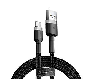 Кабель для зарядки телефона/смартфона Baseus Caful USB - Type-C 3 А 0.5 м Чорний/ Сірий (CATKLF-AG1), фото 1