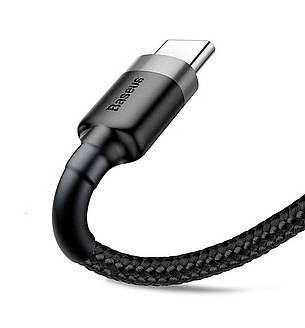 Кабель для зарядки телефона/смартфона Baseus Caful USB - Type-C 3 А 0.5 м Чорний/ Сірий (CATKLF-AG1), фото 3