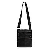 Чоловіча сумка через плече Натуральна шкіра Барсетка Чоловіча шкіряна сумка для документів планшет Чорна, фото 10