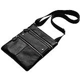 Чоловіча сумка через плече Натуральна шкіра Барсетка Чоловіча шкіряна сумка для документів планшет Чорна, фото 3