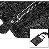 Чоловіча сумка через плече Натуральна шкіра Барсетка Чоловіча шкіряна сумка для документів планшет Чорна, фото 9