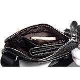 Чоловіча сумка через плече Натуральна шкіра Барсетка Чоловіча шкіряна сумка для документів планшет Чорна, фото 5