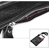 Чоловіча сумка через плече Натуральна шкіра Барсетка Чоловіча шкіряна сумка для документів планшет Чорна, фото 7