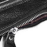 Чоловіча сумка через плече Натуральна шкіра Барсетка Чоловіча шкіряна сумка для документів планшет Чорна, фото 8